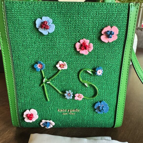 NEW Kate Spade New York Manhattan Floral Appliqué Chenille Mini Tote Crossbody - Picture 2 of 7